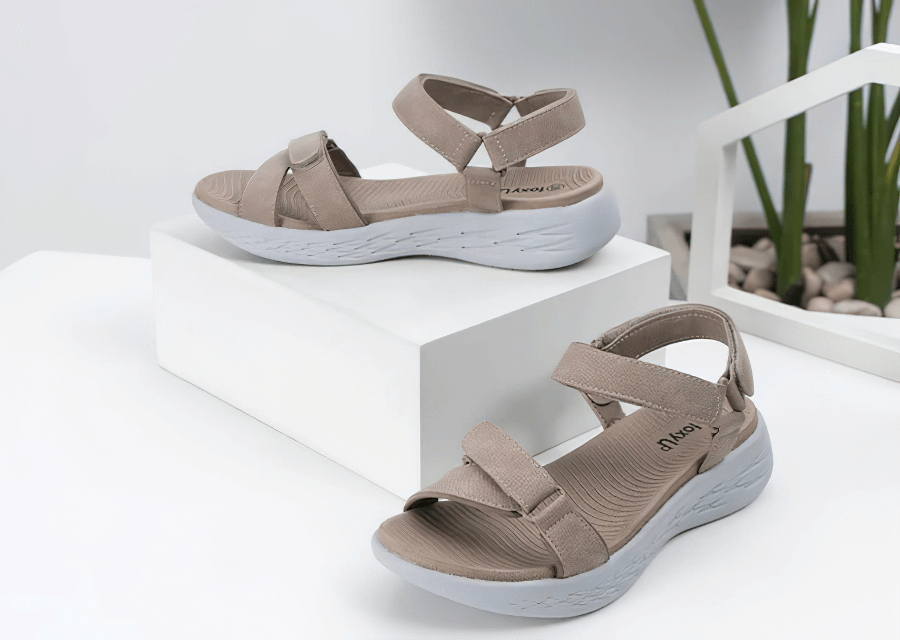 Soft sole wedge open sandals for women with breathable mesh upper and rubber outsole, perfect for active lifestyles.